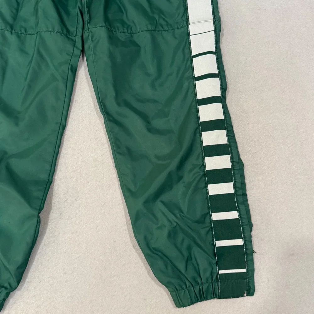 Adidas Track Pants Mens S Green Vintage Elastic Waist Tapered Leg Striped Trim